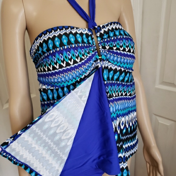NEW! Jones NY Aztec Flyaway Halter Tankini-10 - Picture 6 of 6